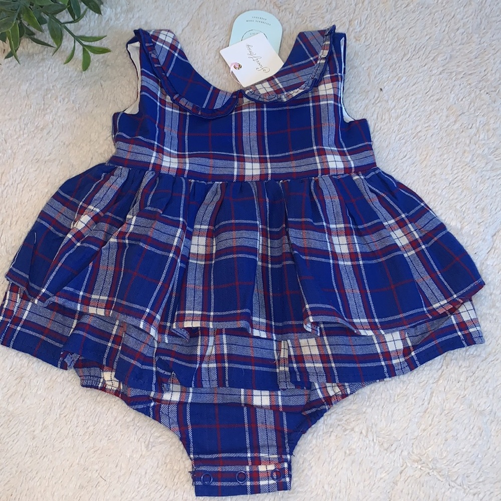 NWT Sweet Honey 18M Classic Belle Bubble Royal Blue Check Dress